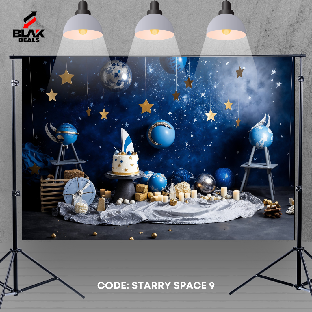 Astronaut Space Stars Rocket Kids Newborn Toddler Photography Backdrop Photoshoot | BLAK Deals