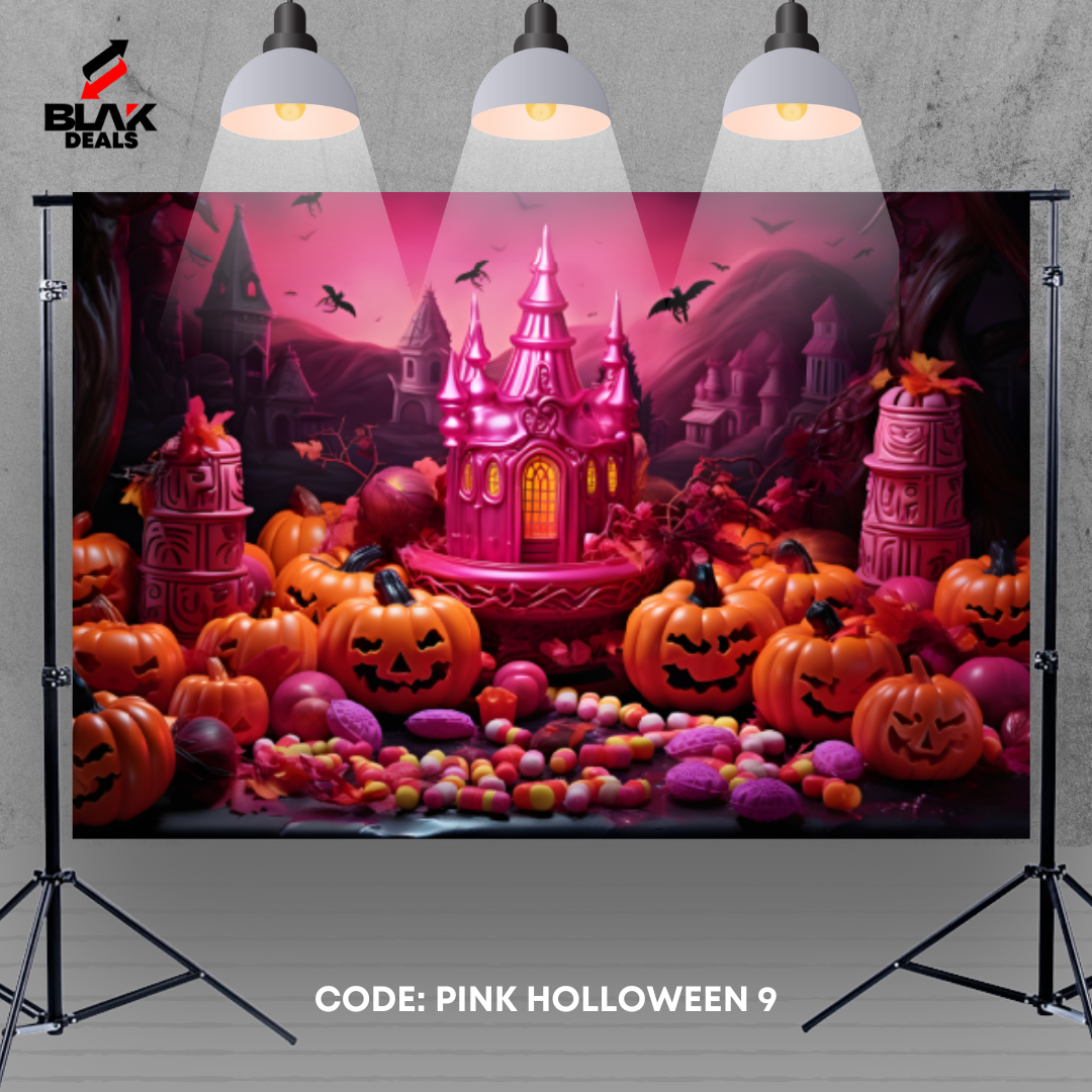 Pink Halloween Photography Backdrop Photoshoot | BLAK Deals