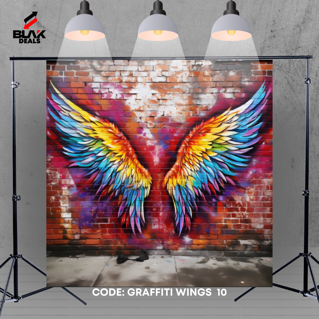 Graffiti Wings Modern Art Maternity Portrait Colorful Photography Backdrop Photoshoot | BLAK Deals