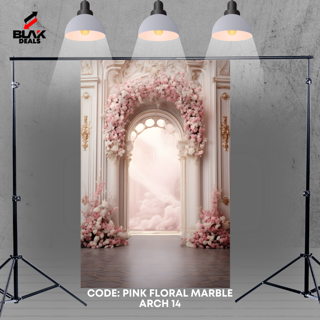 Arc Floral Marble Family Maternity Couple Wedding Pink Photography Backdrop Photoshoot | BLAK Deals