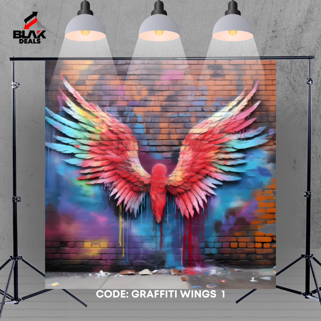 Graffiti Wings Modern Art Maternity Portrait Colorful Photography Backdrop Photoshoot | BLAK Deals