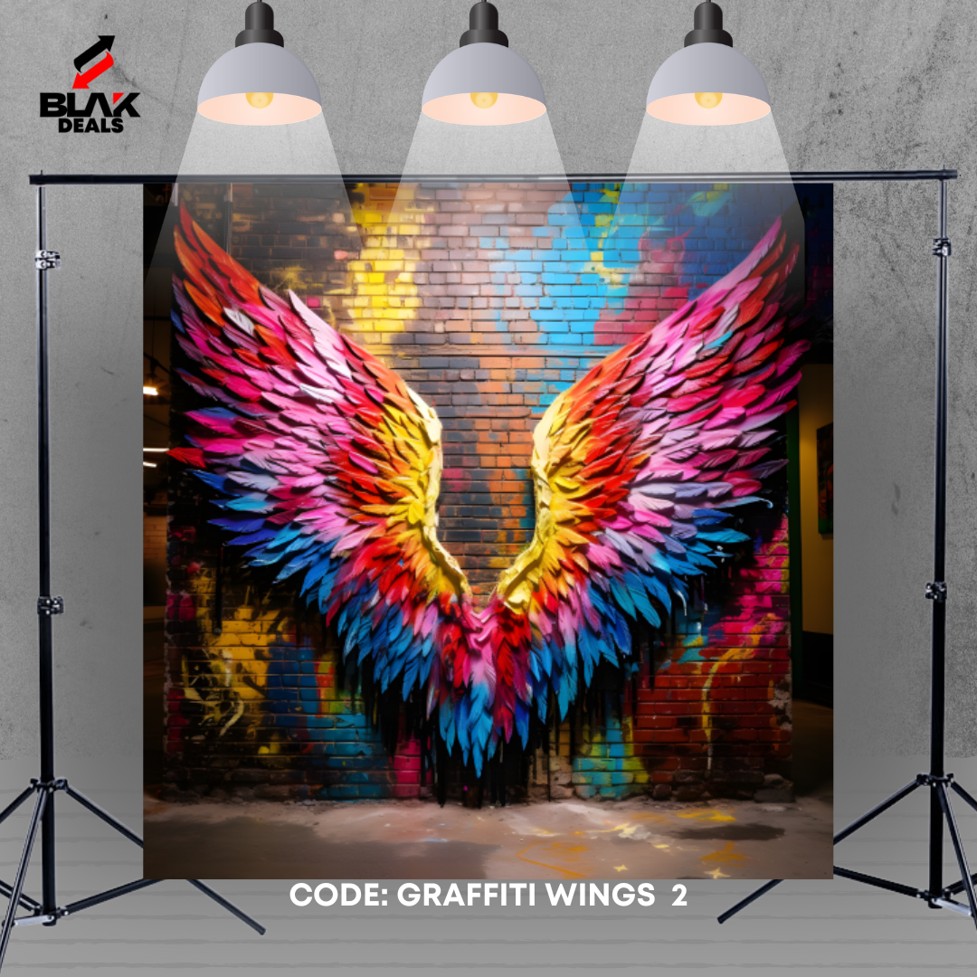 Graffiti Wings Modern Art Maternity Portrait Colorful Photography Backdrop Photoshoot | BLAK Deals