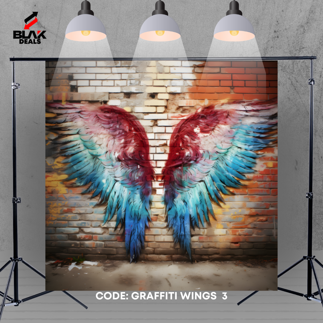 Graffiti Wings Modern Art Maternity Portrait Colorful Photography Backdrop Photoshoot | BLAK Deals