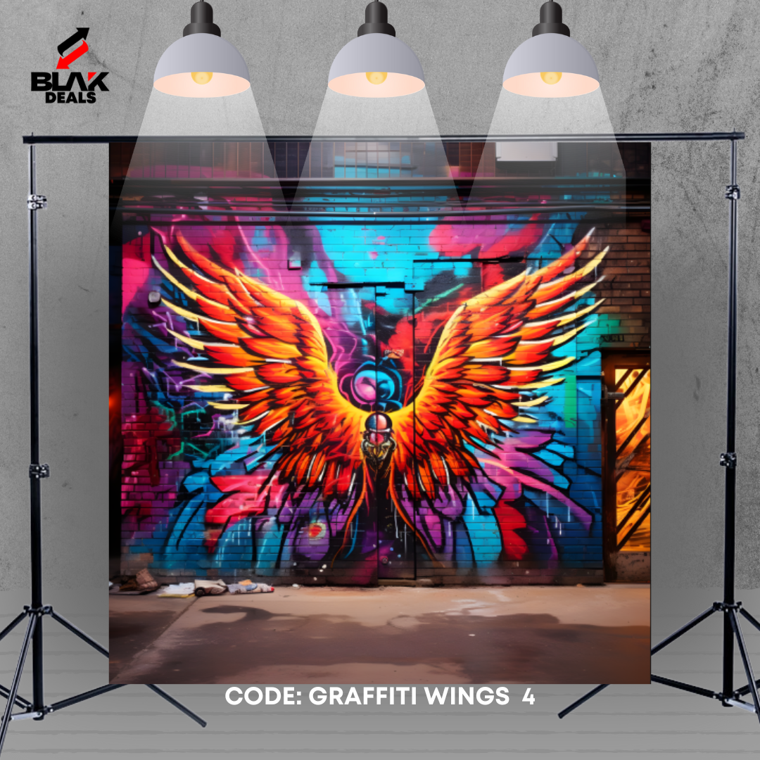 Graffiti Wings Modern Art Maternity Portrait Colorful Photography Backdrop Photoshoot | BLAK Deals