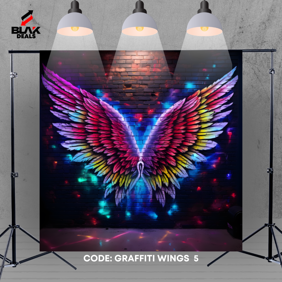 Graffiti Wings Modern Art Maternity Portrait Colorful Photography Backdrop Photoshoot | BLAK Deals