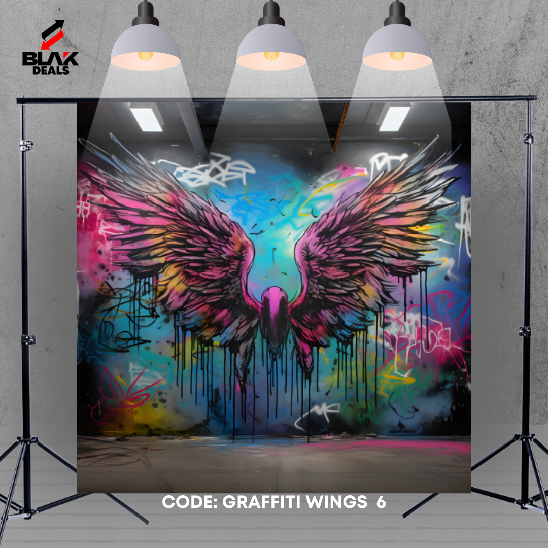 Graffiti Wings Modern Art Maternity Portrait Colorful Photography Backdrop Photoshoot | BLAK Deals