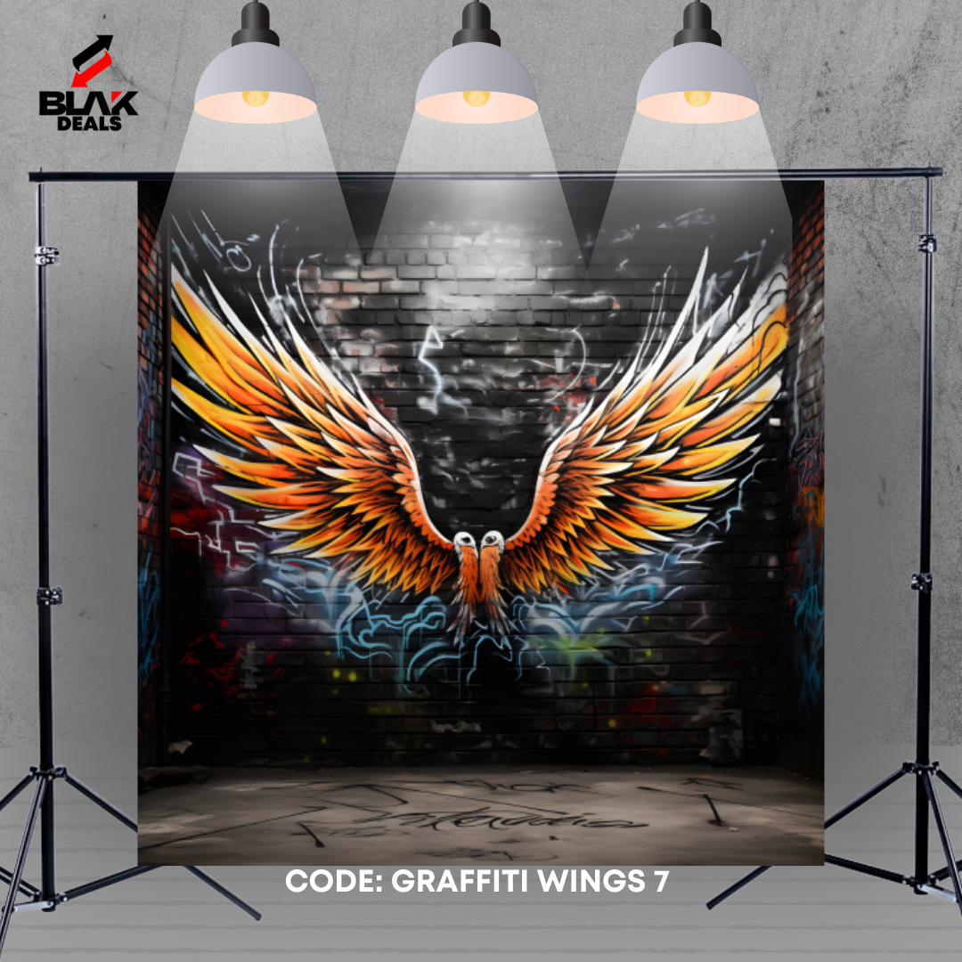 Graffiti Wings Modern Art Maternity Portrait Colorful Photography Backdrop Photoshoot | BLAK Deals