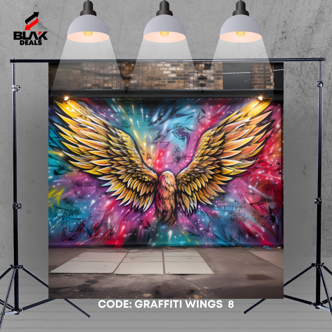 Graffiti Wings Modern Art Maternity Portrait Colorful Photography Backdrop Photoshoot | BLAK Deals