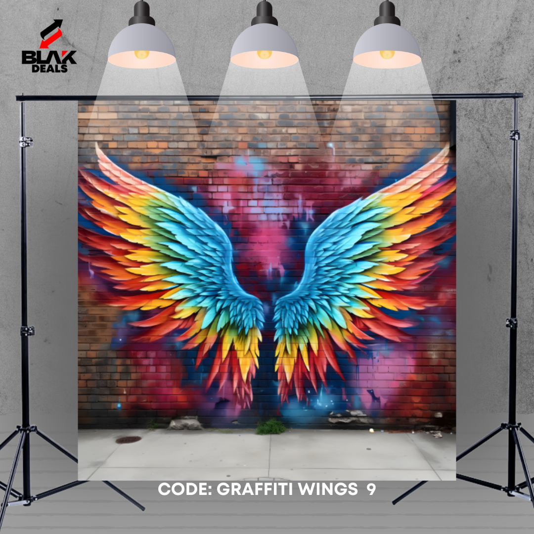 Graffiti Wings Modern Art Maternity Portrait Colorful Photography Backdrop Photoshoot | BLAK Deals