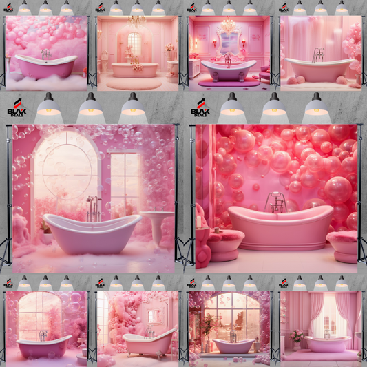 Barbie Pink Bathroom Kids Newborn Toddler Portrait Photography Backdrop Photoshoot | BLAK Deals