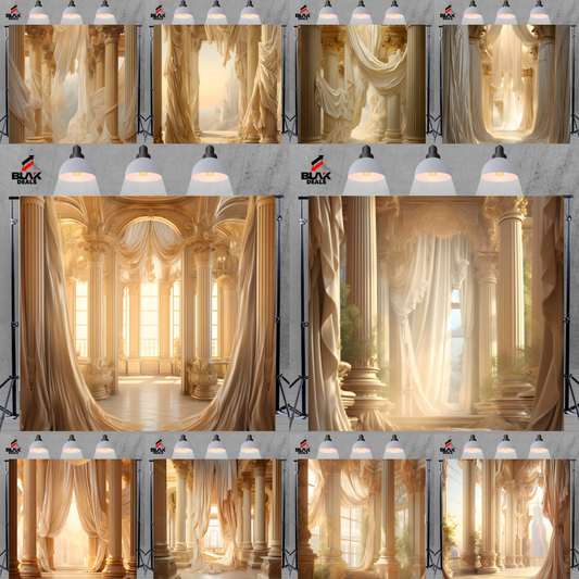 Beige Flowing Drapes Family Couple Maternity  Photography Backdrop Photoshoot | BLAK Deals