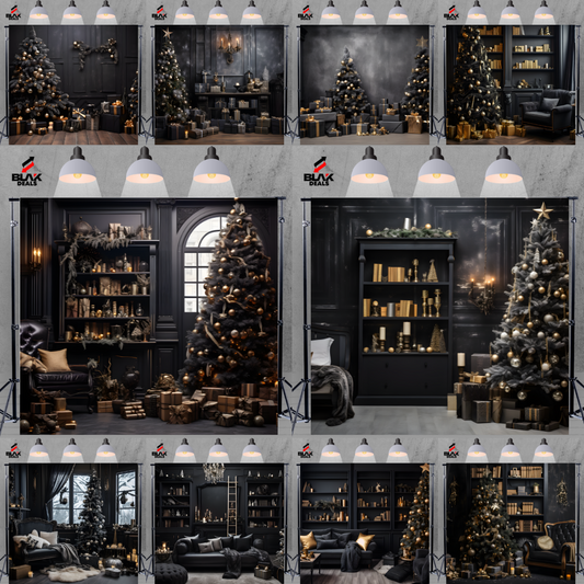 Black Christmas Elegant Family Couple Photography Backdrop Photoshoot | BLAK Deals