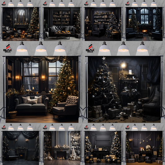 Black Christmas Elegant Family Couple Photography Backdrop Photoshoot | BLAK Deals