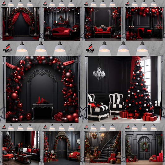 Black & Red Christmas Family Couple Photography Backdrop Photoshoot | BLAK Deals