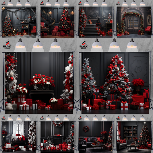 Black & Red Christmas Family Couple Photography Backdrop Photoshoot | BLAK Deals