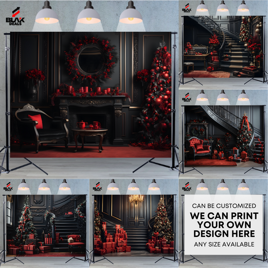 Black & Red Christmas Family Couple Photography Backdrop Photoshoot | BLAK Deals