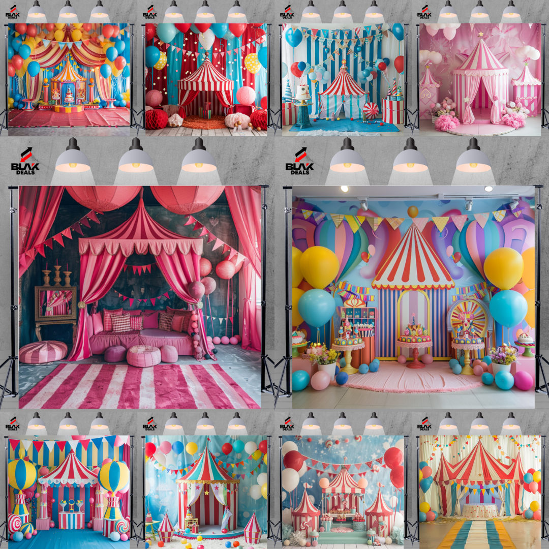 Circus Carnival Balloon Kids Toddler Newborn Photography Backdrop Photoshoot | BLAK Deals