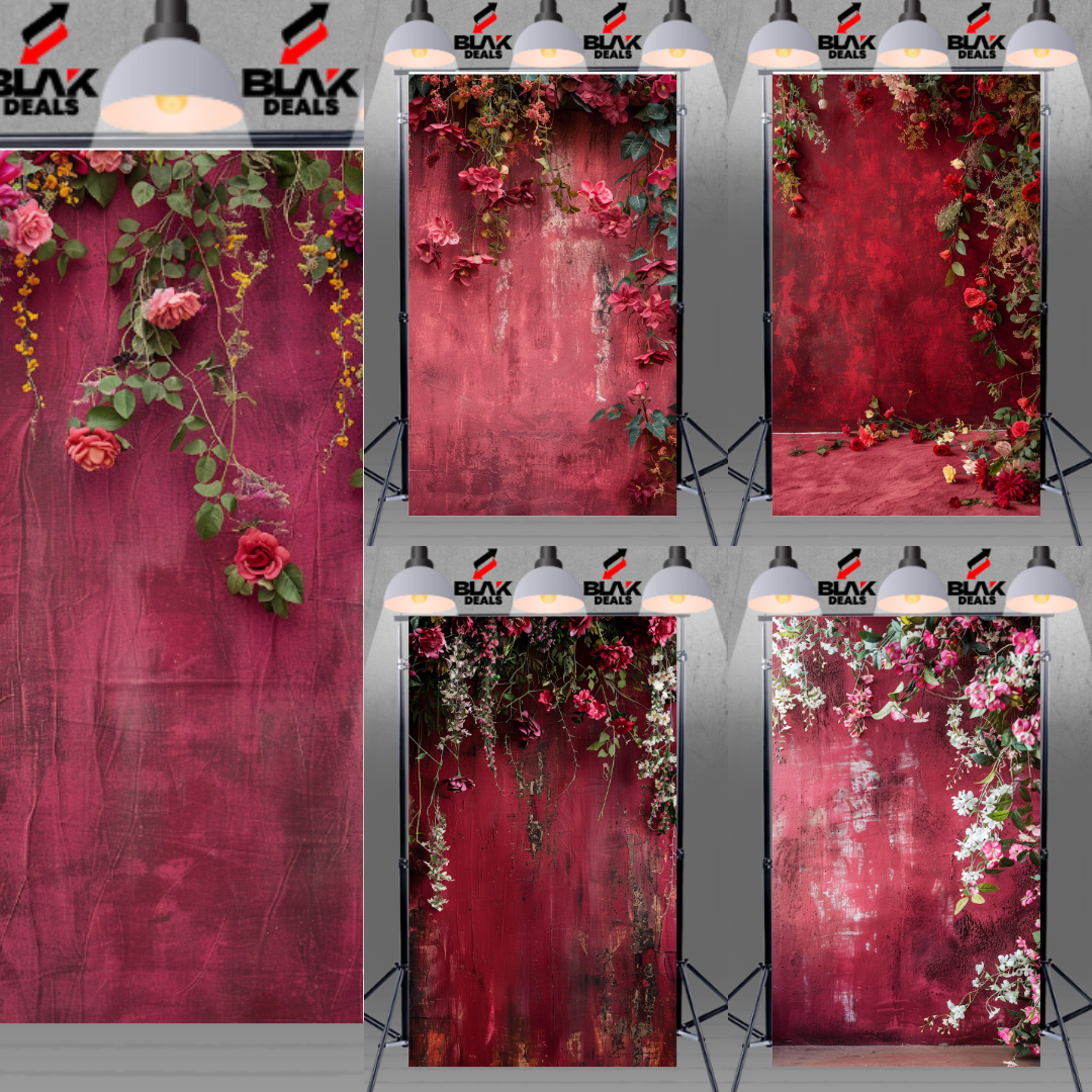 Crimson Textured Floral Family Maternity Couple Photography Backdrop Photoshoot | BLAK Deals