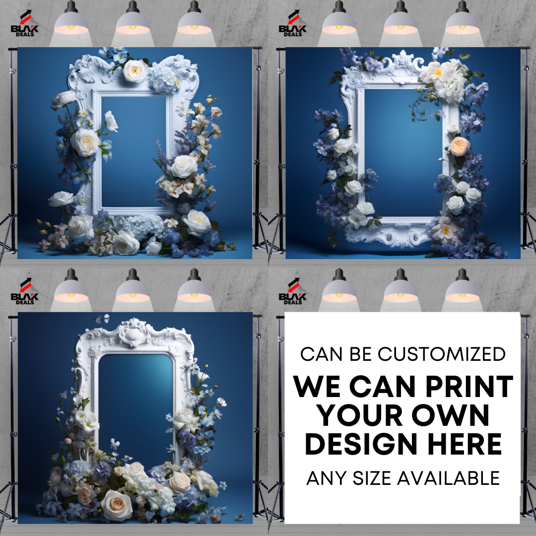 Floral Frame BlueFamily Maternity Couple Portrait Photography Backdrop Photoshoot | BLAK Deals