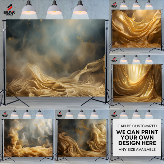 Gold Flowing Drapes Family Couple Maternity  Gold Photography Backdrop Photoshoot | BLAK Deals