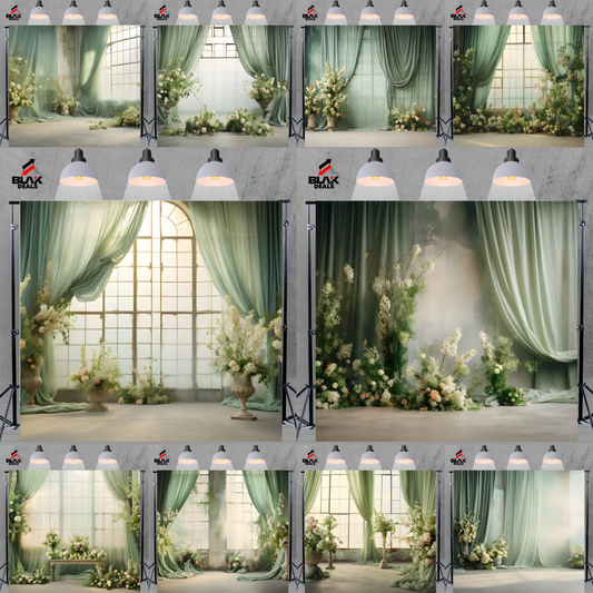 Green Flowing Drapes Family Couple Maternity  Green Photography Backdrop Photoshoot | BLAK Deals