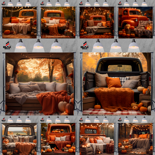 Orange Truck Pumpkin Family Maternity Couple Fall Photography Backdrop Photoshoot | BLAK Deals
