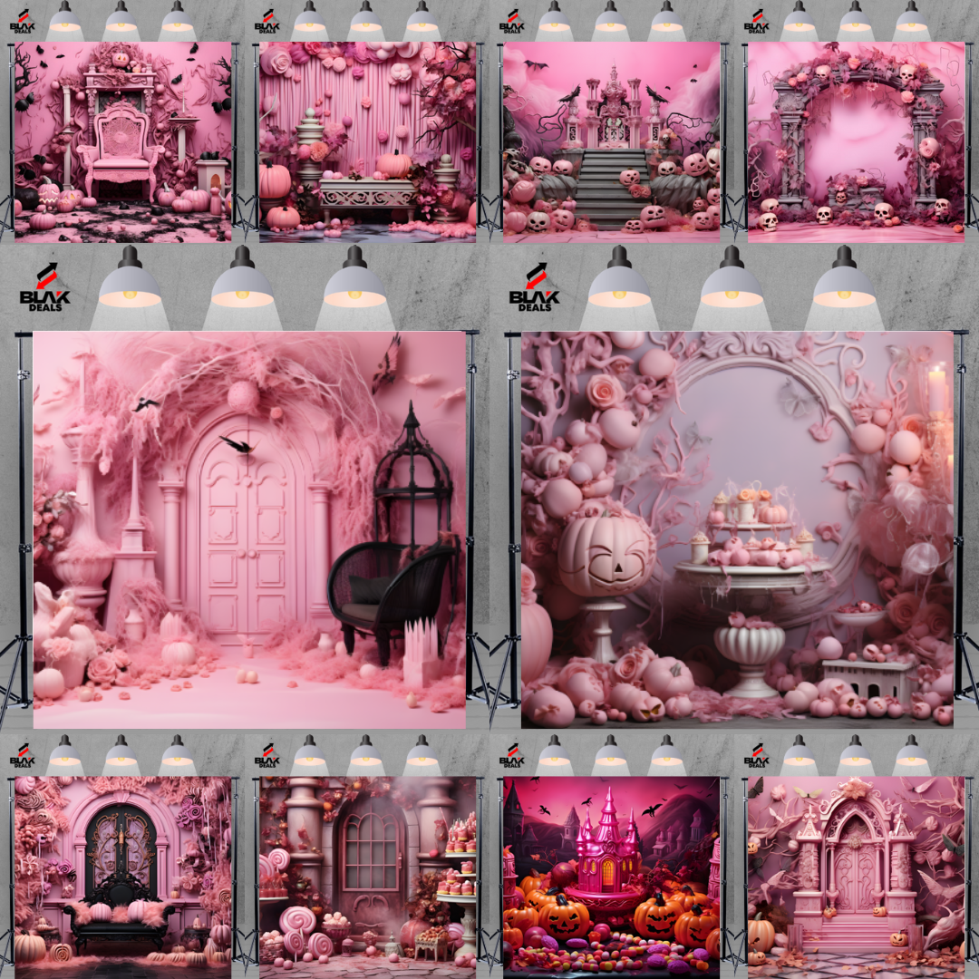 Pink Halloween Photography Backdrop Photoshoot | BLAK Deals