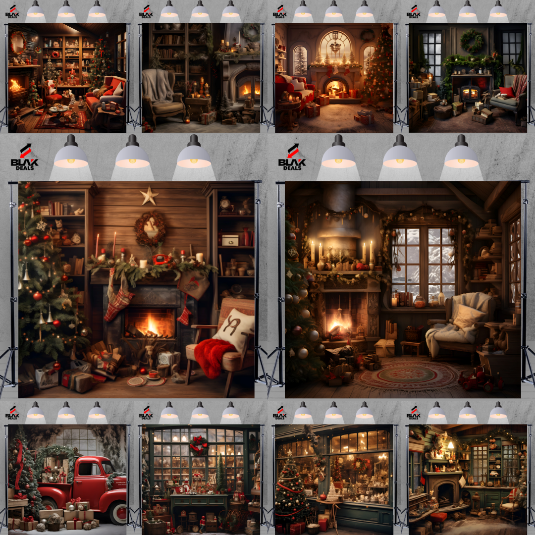 Vintage Christmas Cars Truck Family Couple Photography Backdrop Photoshoot | BLAK Deals