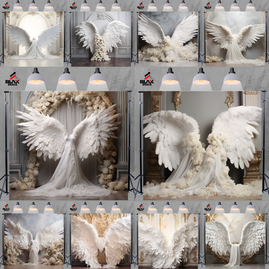 White Angel Heaven Wings Maternity Portrait Photography Backdrop Photoshoot | BLAK Deals