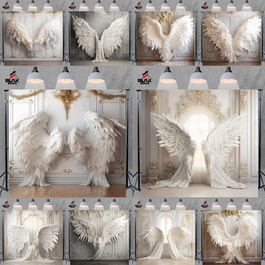 White Angel Heaven Wings Maternity Portrait Photography Backdrop Photoshoot | BLAK Deals