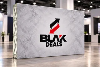 Custom BLAK Deals fabric backdrop