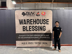 Printed warehouse blessing event backdrop manufactured by BLAK Deals